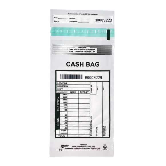 Bolsas de depósito bancario ADSURE 13 x 23 cm con evidencia de manipulación, 1000 piezas