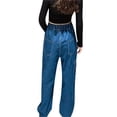 thumbnail image 2 of YONGHS Kids Girls Cargo Jeans Wide Leg Baggy Denim Pants Loose Trousers with Flap Pockets Blue 7-8, 2 of 7