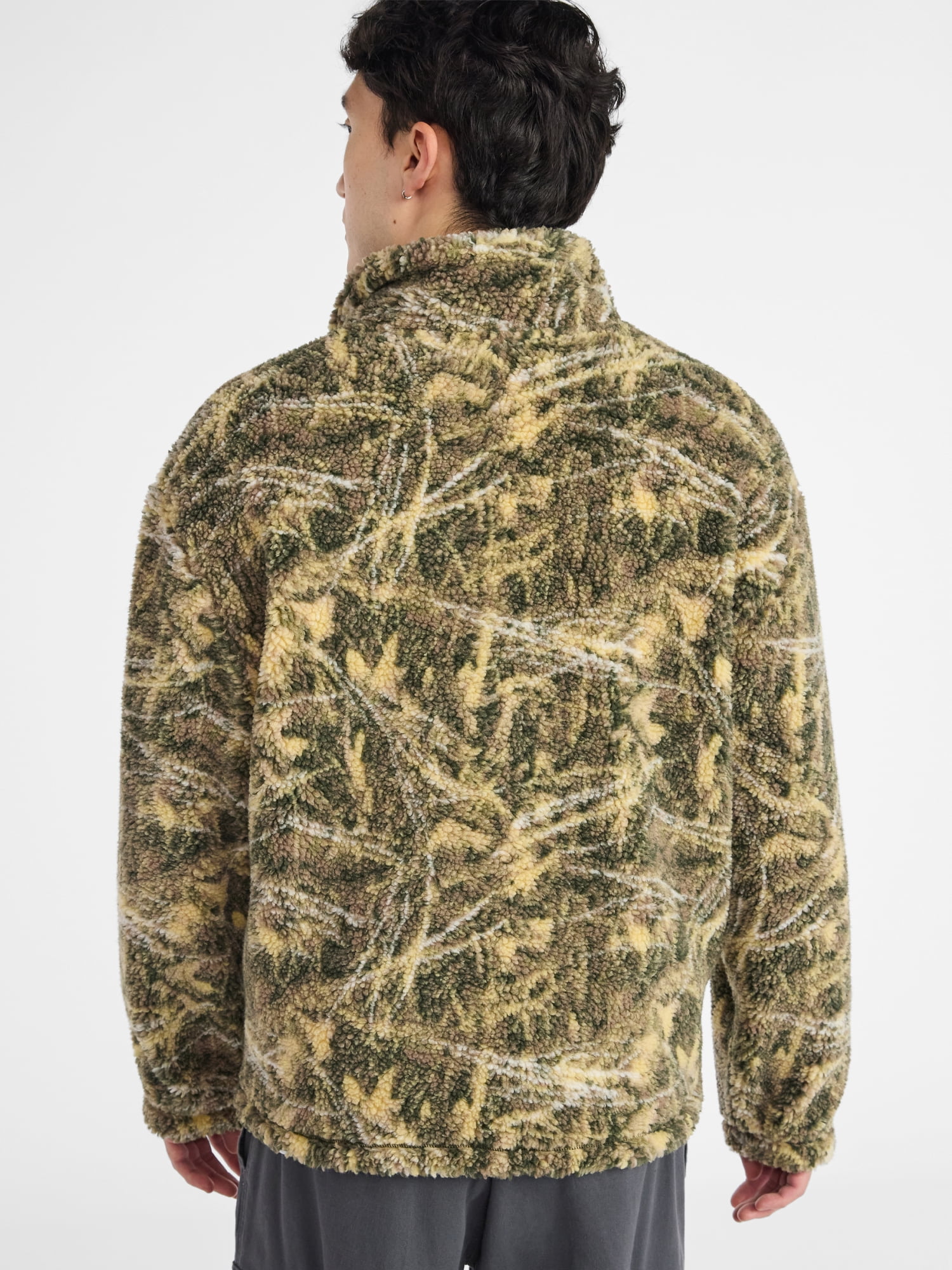 No Boundaries Faux Shearling Quarter Zip Pullover, Men’s XS-4XL