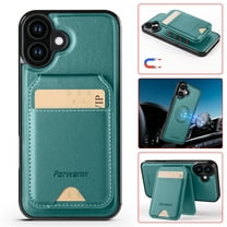 Compatible with Magsafe for iPhone XR Wallet Case Magnetic Card Holder, RFID Blocking 2 in 1 Detachable Kickstand Premium PU Leather Shockproof Back Phone Case for Women Men,Green