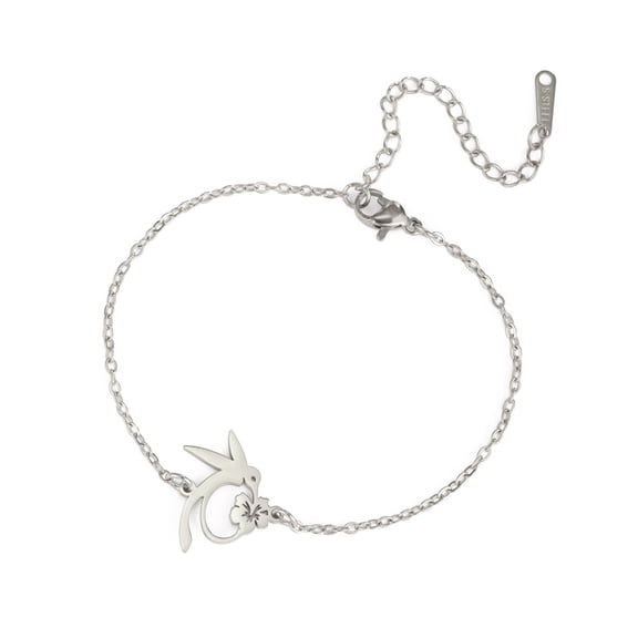 Fogun Elegant Hummingbird Flower Charm Bracelet Adjustable Length Handchain Wristwear Jewelry for Women and Girls