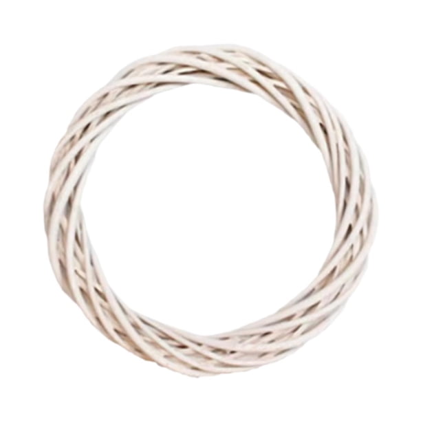 Guirnalda de ratán artificial de 30 cm, hecha a mano, redonda, tejida, para Navidad. Blanco