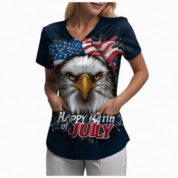 CAICJ98 Women's 250Th Anniversary T-Shirt Faith Freedom 250 Years Patriotic Flag Tee 4Th of July Women Shirts (Dark Blue,L)