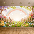 thumbnail image 5 of Colorful Eggs Easter Banner Cherry Blossom Spring Backdrop Rainbow Cute Bunny Egg Hunt Background for Easter Party Spring Celebration Kids Activity, 5 of 9