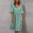 thumbnail image 1 of SMihono Robe d'Été Grande Taille pour Femmes 2023 Mode Femmes Rétro Fleurs Brisées Volants Manches Courtes Confortable Robe Décontractée, 1 of 3