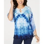 JM Collection Women's Petite Tie-Dyed Tunic Navy Size XL