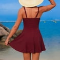 thumbnail image 4 of Qholemyo Swimsuits for Women Double Strap Patchwork Slim Padded Swim Dress Ruched Flowy Tummy Control Swimwear, 4 of 5