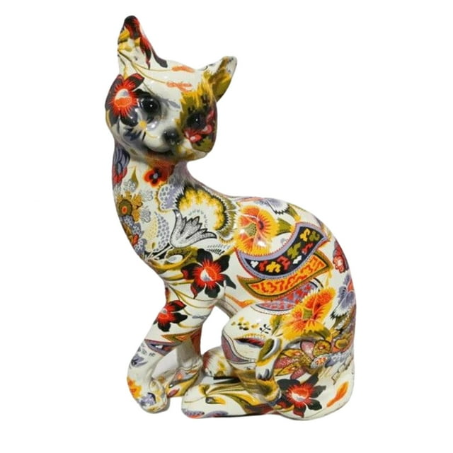 DOLITY Statue de Chat Colorée Ornement de Table Figurine de Chat Collection de Bureau pour la Maison