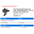 thumbnail image 2 of Direct Injection High Pressure Fuel Pump - Compatible with 2011 - 2013 Kia Sportage 2.0L 4-Cylinder GAS 2012, 2 of 2