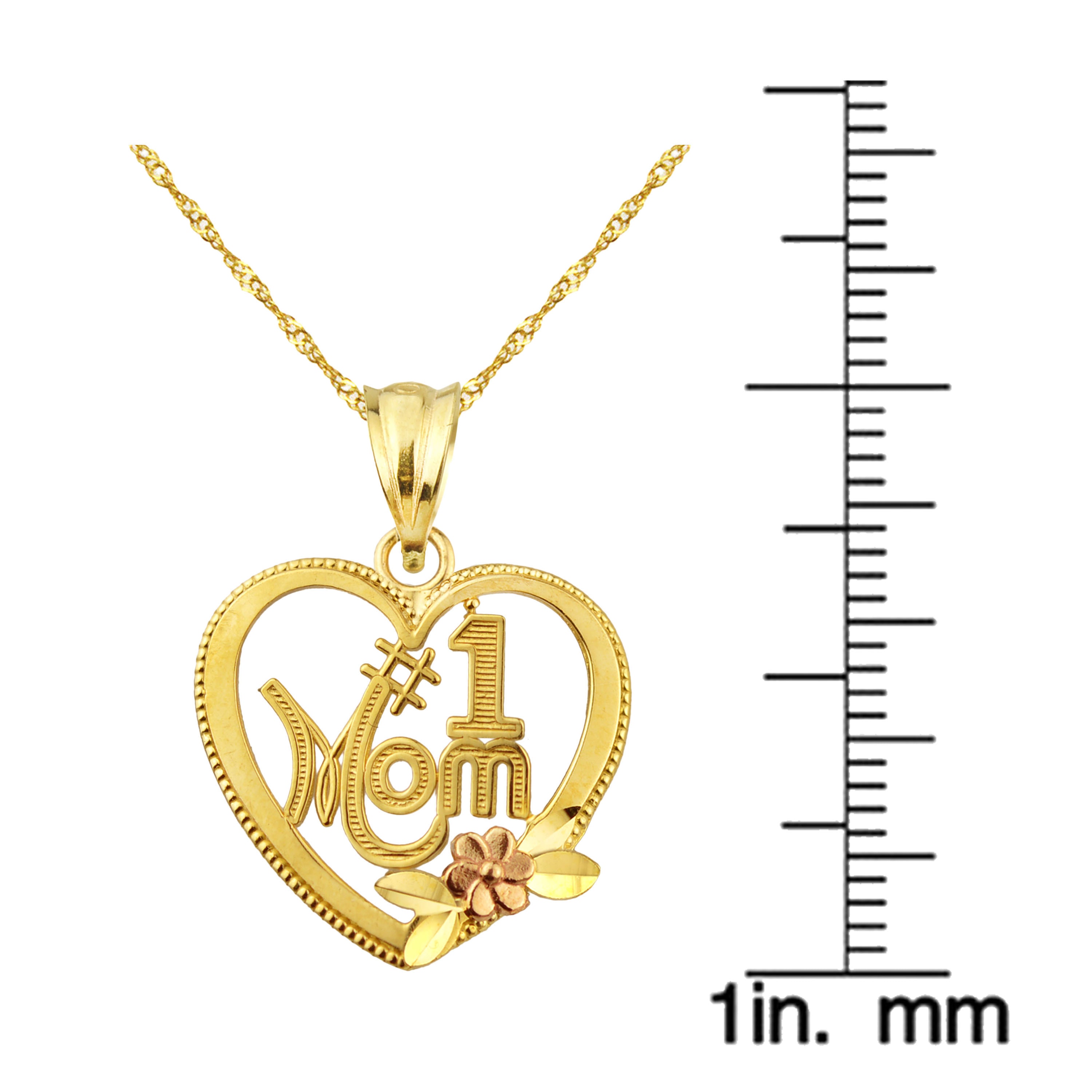 Handcrafted 10kt Gold #1 MOM Two Tone Charm Pendant