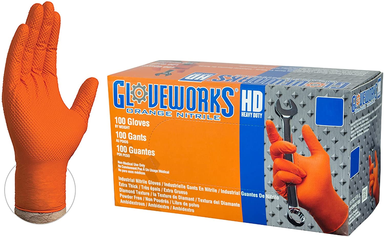 GLOVEWORKS HD Industrial Orange Nitrile 