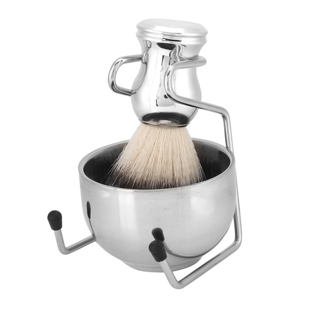 Ensemble de Pinceaux à Barbe, Support de Pinceaux à Barbe, Bol à Savon en Acier Inoxydable