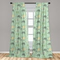 thumbnail image 5 of Ambesonne Cartoon Curtains, Hedgehog Forest Herbs Art, Pair of 28"x84", Mint Green Grey Peach, 5 of 5