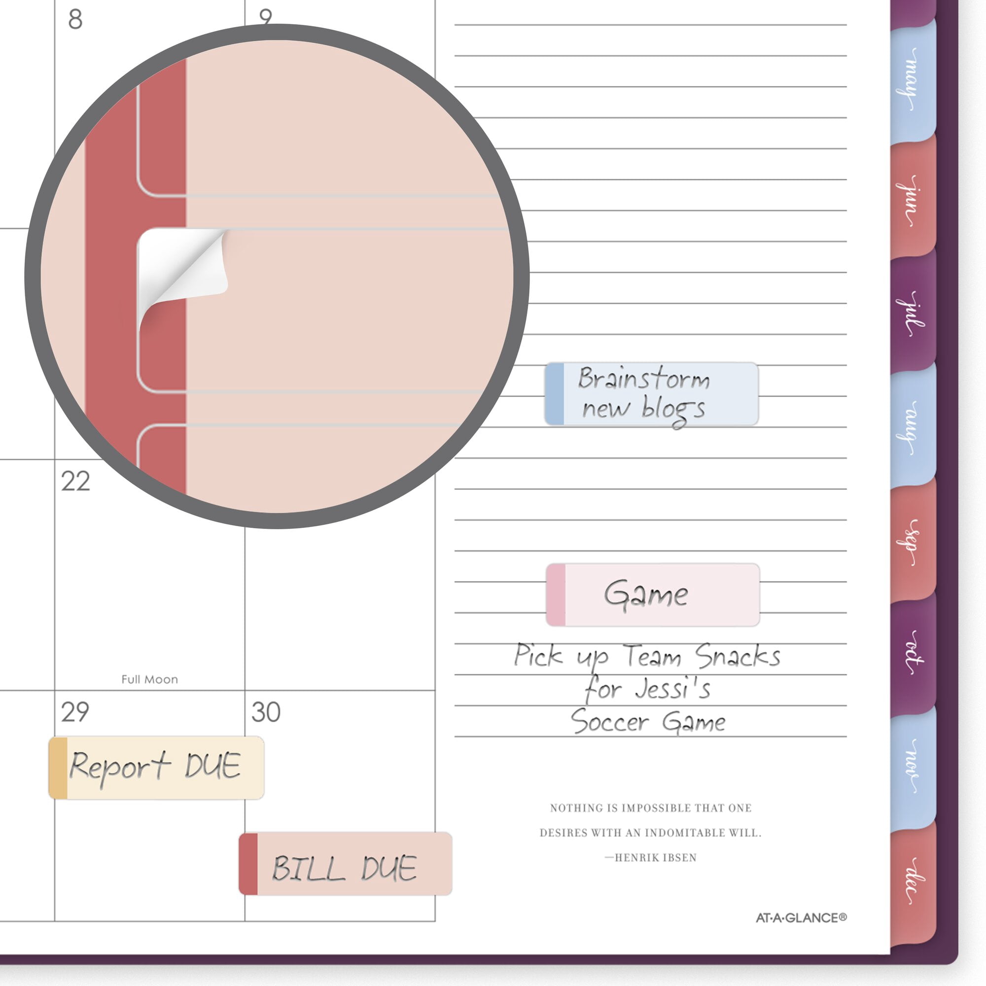 AT-A-GLANCE Harmony 2027 Weekly Monthly Planner Mulberry Large 8 12 x 11 -