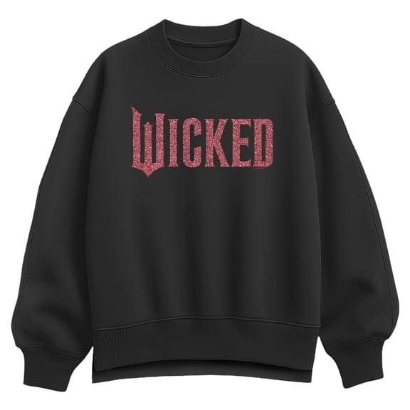 Wicked - Pink Glitter Logo - Women's Oversized Fleece Crew Sweatshirt