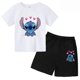 thumbnail image 3 of Conjunto de 2 camisetas y pantalones cortos de Disney Stitch para niños de 1 a 14 años, ropa informal de verano de manga corta con estampado de anime para niños, 3 of 5