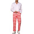 thumbnail image 2 of INSPIRE CHIC Argyle Printed Pants for Men's Regular Fit Flat Front Dress Trousers 34 Red White, 2 of 6