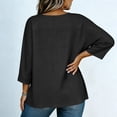 thumbnail image 5 of Women's Plus Size Tops 3/4 Length Sleeve Crew Neck T-Shirts 1X-5X Solid Color Loose Casual Summer Clothes (2XL, Black), 5 of 8