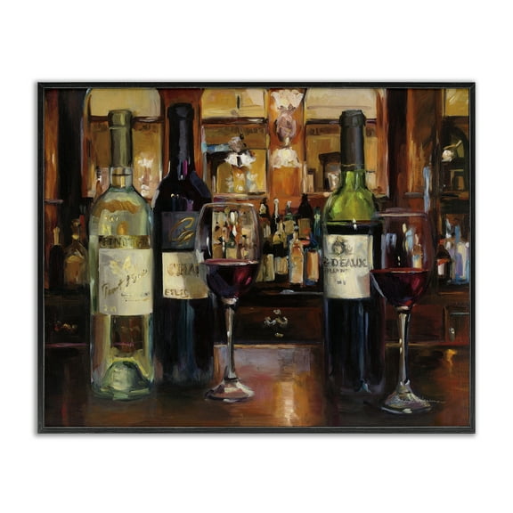 Stupell Industries Reflection of Wine Bottles Food & Beverage Painting Black Framed Art Print Wall Art, 14 x 11