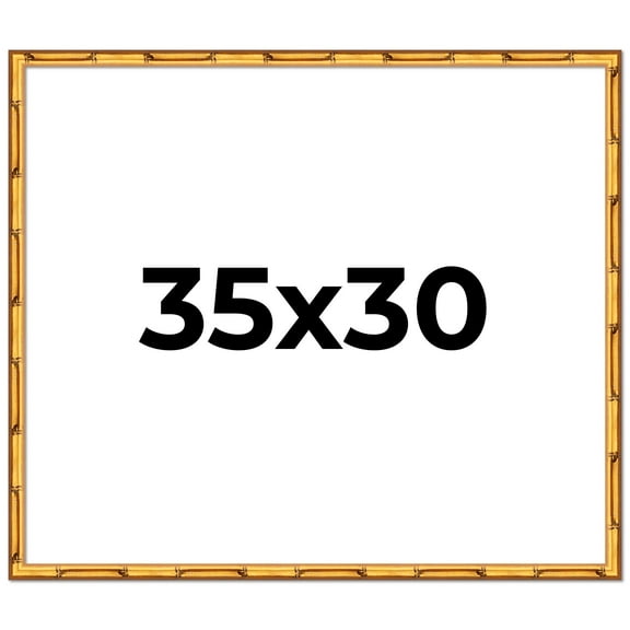 35x30 Frame Gold Bamboo Solid Wood Picture Frame | 1 Inch Moulding Width | Interior Frame Depth