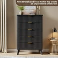 thumbnail image 4 of Fluted 5 Drawers Dresser for Bedroom,47 " Tall Wooden Dresser Chest of Drawers w/Curved Profile Design and Metal Handle,Wood Drawer Organizer for Bedroom, Living Room, Hallway, Entryway, Black, 4 of 8