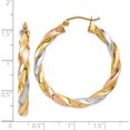 thumbnail image 3 of 14K Tri-Color Light Twisted Hoop Earrings (34 X 36) Made In Indonesia tf655, 3 of 5