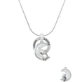 thumbnail image 2 of Delight Jewelry Silvertone Large Imitation Pearl Owl Sitting on White Moon Laugh Ring Charm Necklace, 18", 2 of 4
