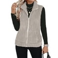 thumbnail image 3 of Women Quilted Vest Sleeveless Zip Up Jackets Outerwear Fall Spring Trendy Coat Light Gray M, 3 of 7