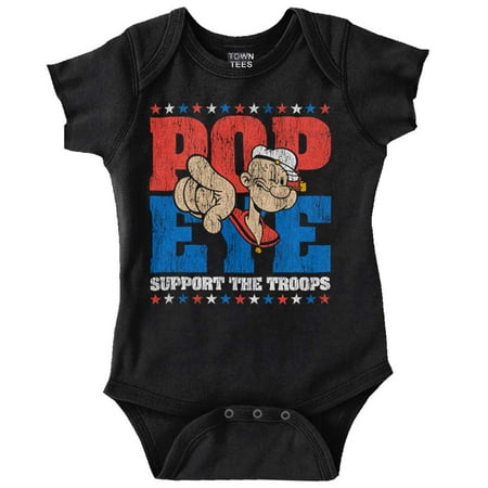 

Popeye Sailor Man Support the Troops Romper Boys or Girls Infant Baby Brisco Brands 24M