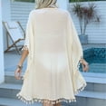 thumbnail image 4 of Beach Vacation Cover Up Border European And Clothing Hand Crocheted Floral Stitching Tassel Bikini Up Dress Swimsuit Cover Ups Women Bikini Cover Ups for Women Knit Cover Ups for Swimwear Women Sheer, 4 of 4