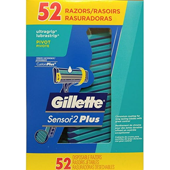 One box of 52 Men's Gillette Custom Plus Disposable Razor with Powder Lubrastrip