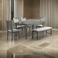 thumbnail image 6 of Natali 6 Piece Dining Set with Table 4 Chairs and Bench Foam Filled Gray, 6 of 6