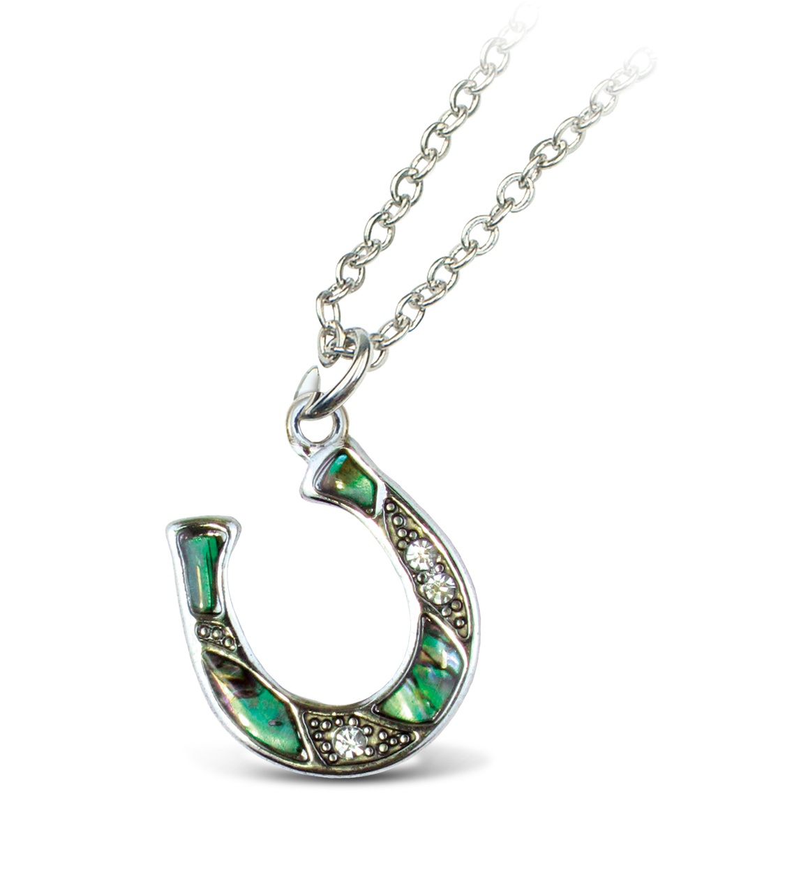 Aqua Jewelry Necklace Link Style Chain 18" Natural Paua Horse