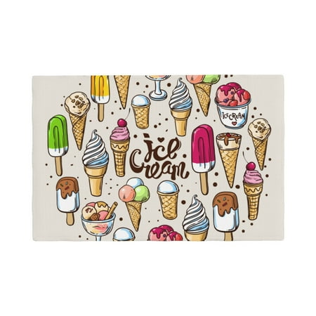 

Placemats Set of 6 Ice Cream Place mats for Dining Table Indoor/Outdoor Cute Heat Resistant Washable Table Mats(18 x 12 )
