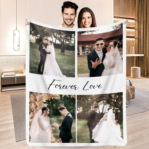 Custom Blanket with Picture for Couples, Personalized Flannel Throw Blankets,Gifts for Girlfriend Boyfriend Wife Husband Birthday Valentines Christmas