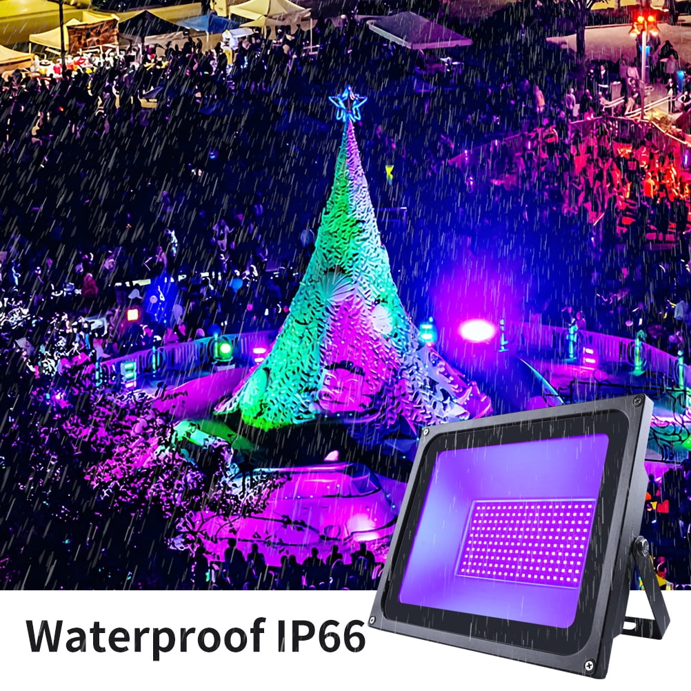 Ontesik 100W LED UV Black Light, Outdoor IP66 Waterproof, UV Lighting with Plug, Fluorescent Light, Used for Black Light Party, Screen Print, Aquarium, Fluorescent Posters, Body Painting