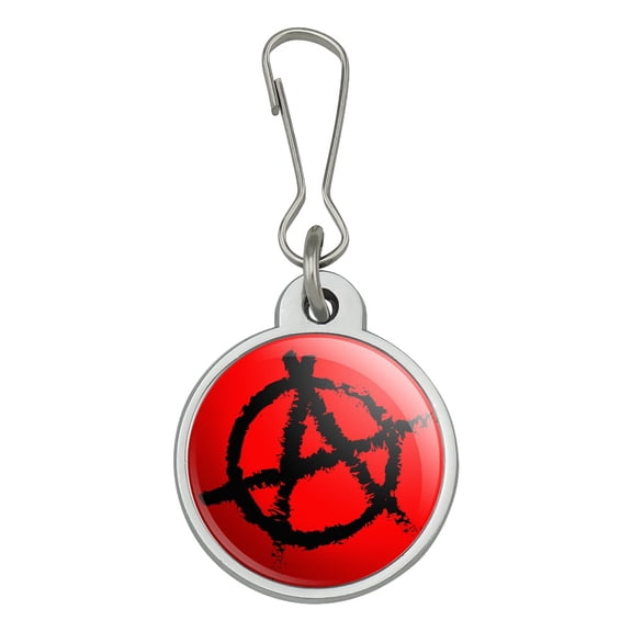 Anarchy Symbol Red Jacket Handbag Purse Luggage Backpack Zipper Pull Charm