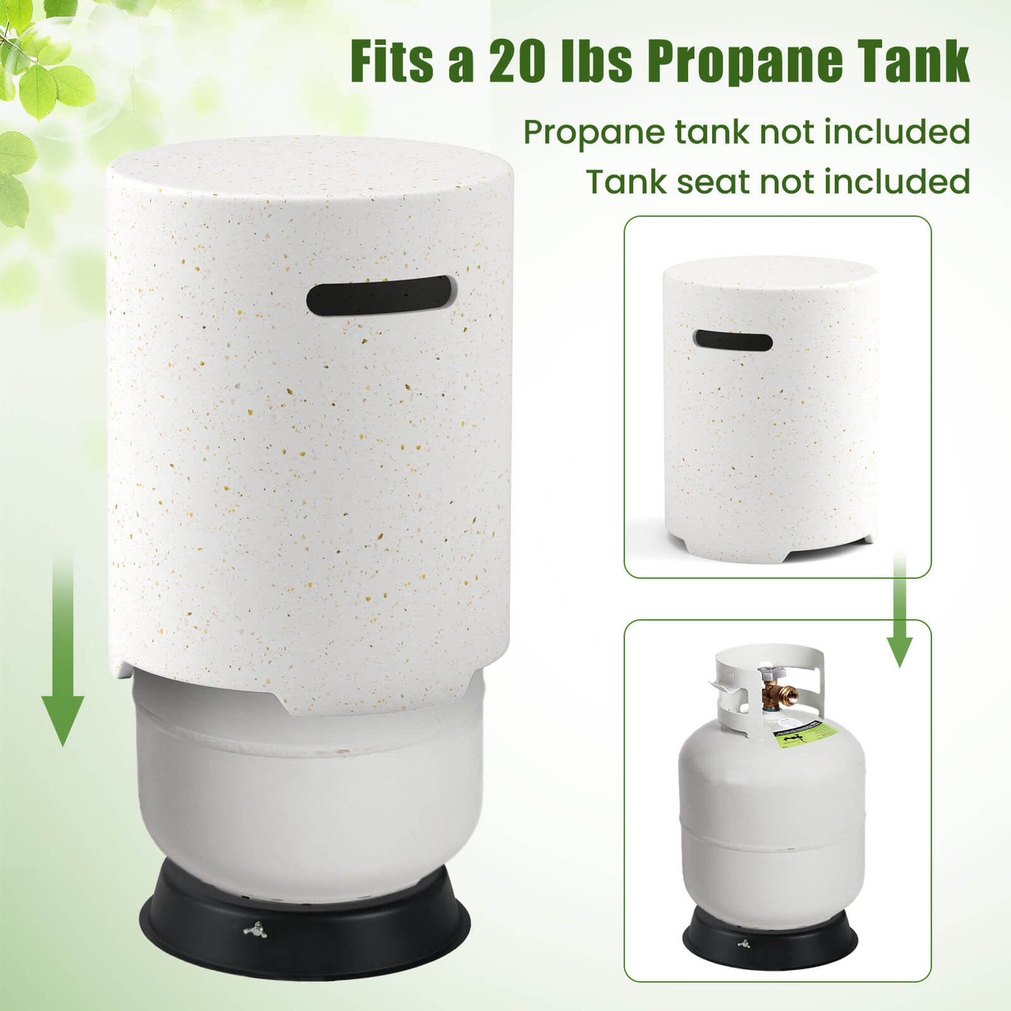 Costway Propane Tank Cover Table with Side Handles and Protective Cover for Fire Pit