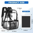 thumbnail image 4 of Black Clear Backpacks for School Women Men, Heavy Duty Transparent See Through Backpack, Waterproof Clear bookbag, Plastic Backpack for Stadium Events,Travel,Festival,Work,Concert, 4 of 8