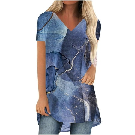 

Ziloco Short Sleeve V-Neck Blouses & Shirts Women s Fashion Printed V Neck Short Sleeve T-shirt Blouse Loose Tops wo706top Maternity Tank Top