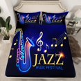 thumbnail image 2 of Feelyou Vintage Jazz Queen Sheet Sets, Music Festival Flat Sheet, Musical Note Queen Fitted Sheet, Microfiber Room Decoration, 4-Piece, 2 of 7