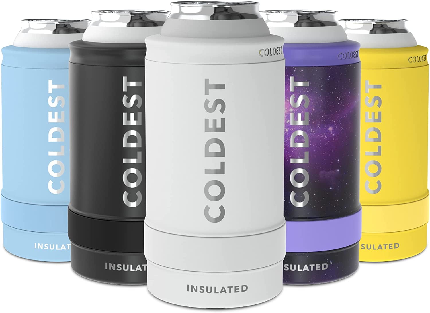 The Coldest Skinny Can Cooler - Vacuum Insulated Stainless Steel Slim Can Koozie - Sleeve for All 12oz Cans - Slim Can Holder for Beer, Soda, Hard