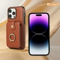 thumbnail image 6 of Phone Case for iPhone 16 Pro Max Wallet Cell Cover with Crossbody Strap, Ring Stand RFID Blocking Credit Card Holder Shockproof Drop Protective Case for iPhone 16 Pro Max Women Girls, Brown, 6 of 10
