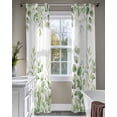 thumbnail image 4 of Light Green Eucalyptus Leaves Sheer Curtains 84 Inch Length 2 Panels Set for Living Room/Bedroom, Watercolor Spring Summer Botanical Kitchen Curtains Grommet Curtains Window Treatments 52"x84"x2, 4 of 7
