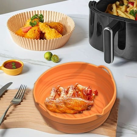 

Black and friday deals 2023 Kuluzego Fryer Silicone Pot Fryer Accessories Fryer Silicone Liners Basket Kitchen Reusable Fryers Oven Accessories Round Silicone Liners(7.5in Small Size)