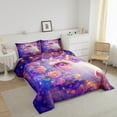 thumbnail image 3 of Unicorn Twin Comforter Set,Pink Flowers Bedding Set Bedroom,Romantic Sparkle Galaxy Stars Down Comforter Unicorn Purple with 1 Pillow Case, 3 of 7