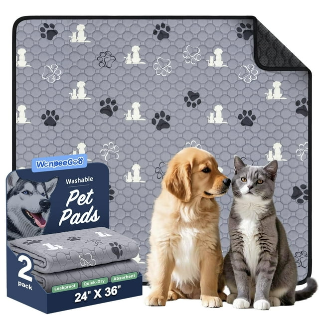 Almohadillas para orinar lavables WanPeeGoo para perros, 24 x 36 cm, 2 unidades, color gris