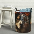 thumbnail image 6 of Sikiie Flower Crown Dog Print Round Dirty Clothes Basket, Waterproof Standing Foldable Storage Basket, for Laundry Room, Bedroom, Bathroom Storage-Medium, 6 of 6