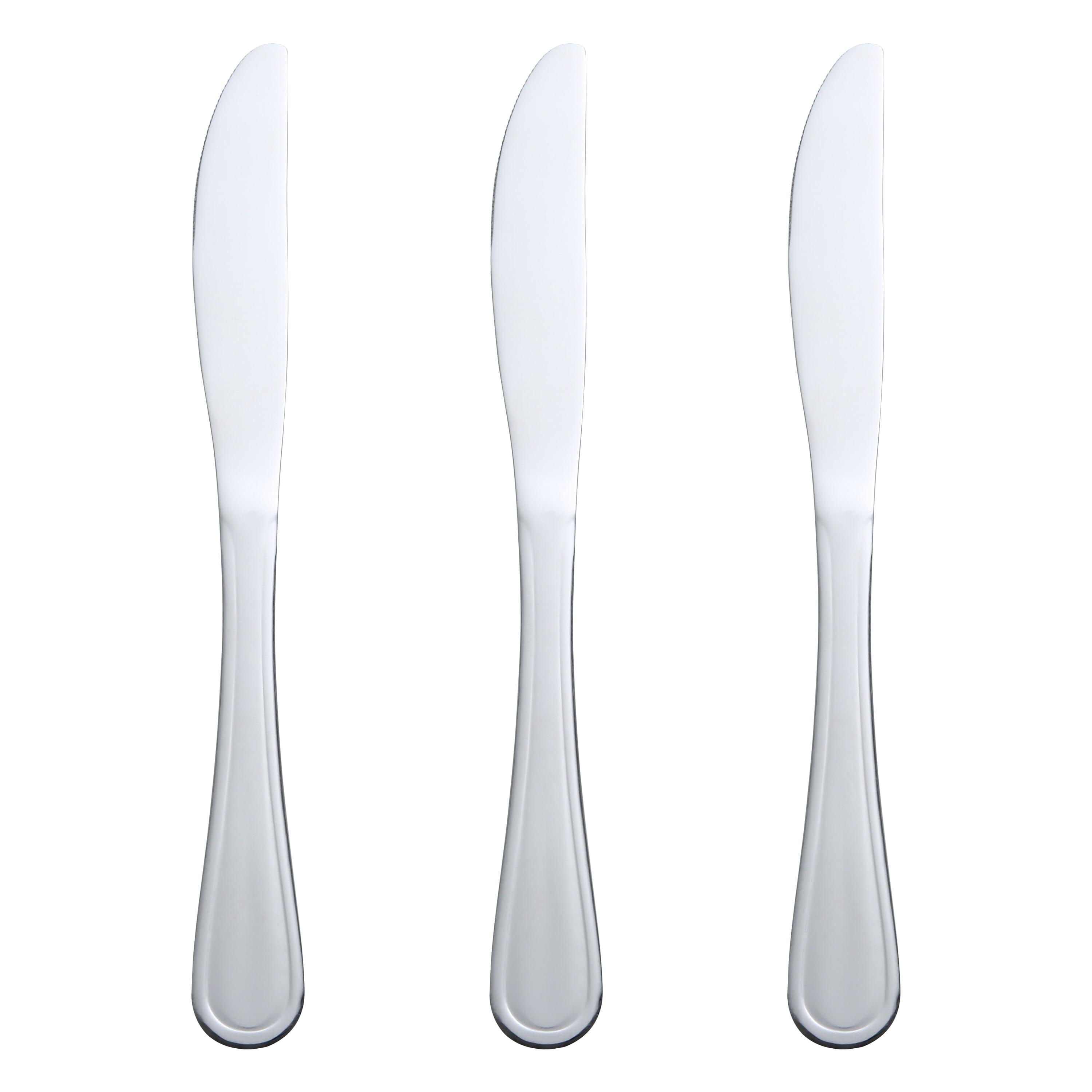 Mainstays Fleetline Stainless Steel Adult Dinner Knife Set, 3-Piece, Silver