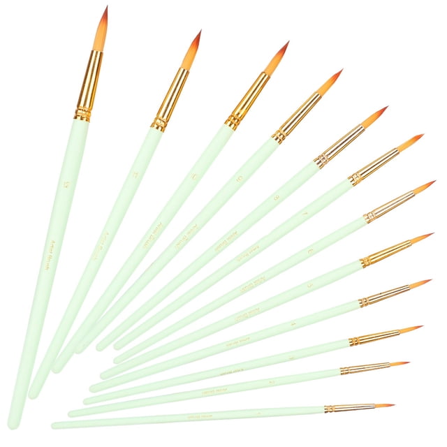 12 Uds. Pinceles de pintura para artistas, suministros para arte del cabello de nailon, papelería, pluma para pintura al óleo de acuarela
